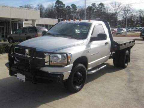 Bright Silver Metallic 2006 Dodge Ram 3500 SLT Regular Cab 4x4 Stake Truck