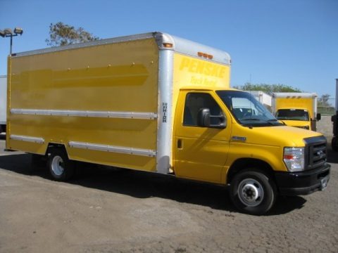 Yellow 2008 Ford E Series Cutaway E350 Commercial Moving Truck