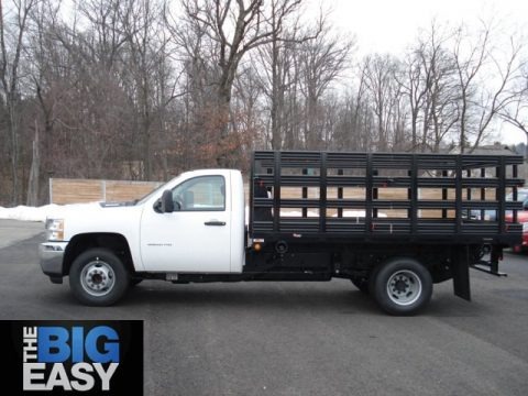 Summit White 2012 Chevrolet Silverado 3500HD WT Regular Cab Stake Truck