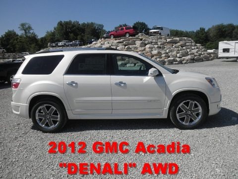 White Diamond Tricoat 2012 GMC Acadia Denali AWD