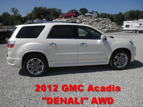 White Diamond Tricoat 2012 GMC Acadia Denali AWD