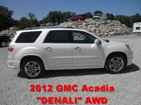 White Diamond Tricoat 2012 GMC Acadia Denali AWD