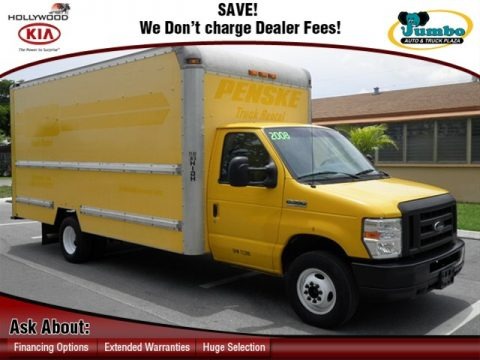 Yellow 2008 Ford E Series Cutaway E350 Commercial Moving Truck