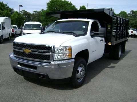 Summit White 2012 Chevrolet Silverado 3500HD WT Regular Cab 4x4 Stake Truck