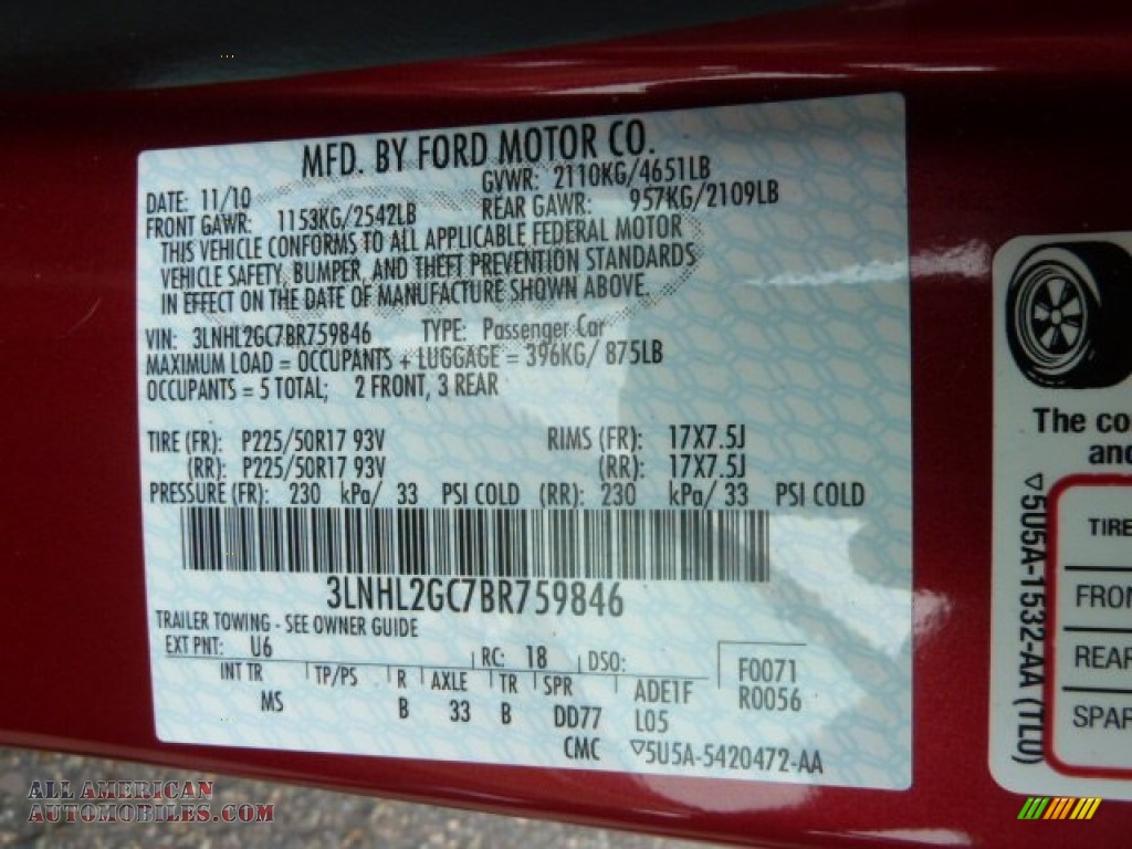 2011 MKZ FWD - Red Candy Metallic / Light Camel photo #14