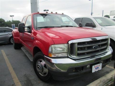 Red 2002 Ford F350 Super Duty Lariat Crew Cab Dually