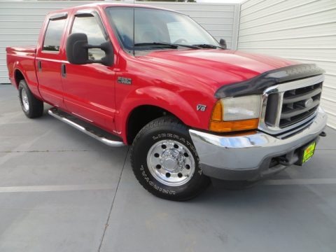 Red 2001 Ford F250 Super Duty XLT Super Crew