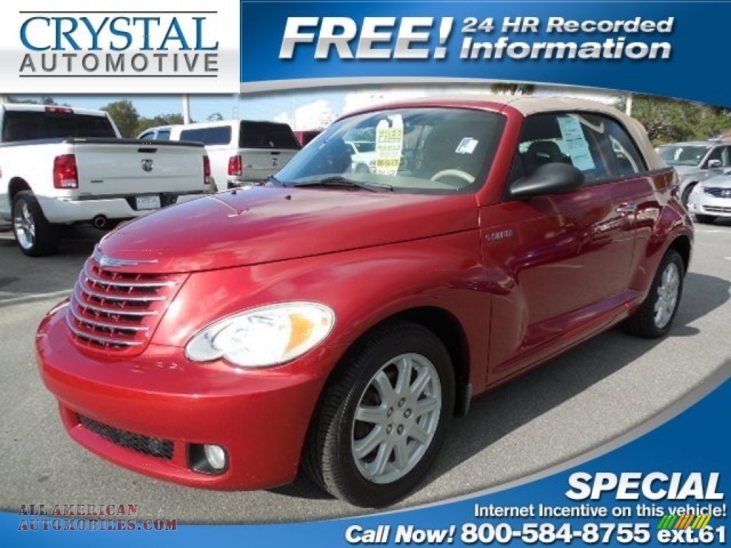 Inferno Red Crystal Pearl / Pastel Pebble Beige Chrysler PT Cruiser Touring Convertible