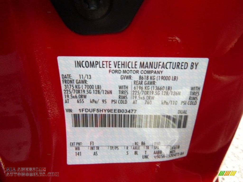 2014 F550 Super Duty XL Regular Cab 4x4 Dump Truck - Vermillion Red / Steel photo #20