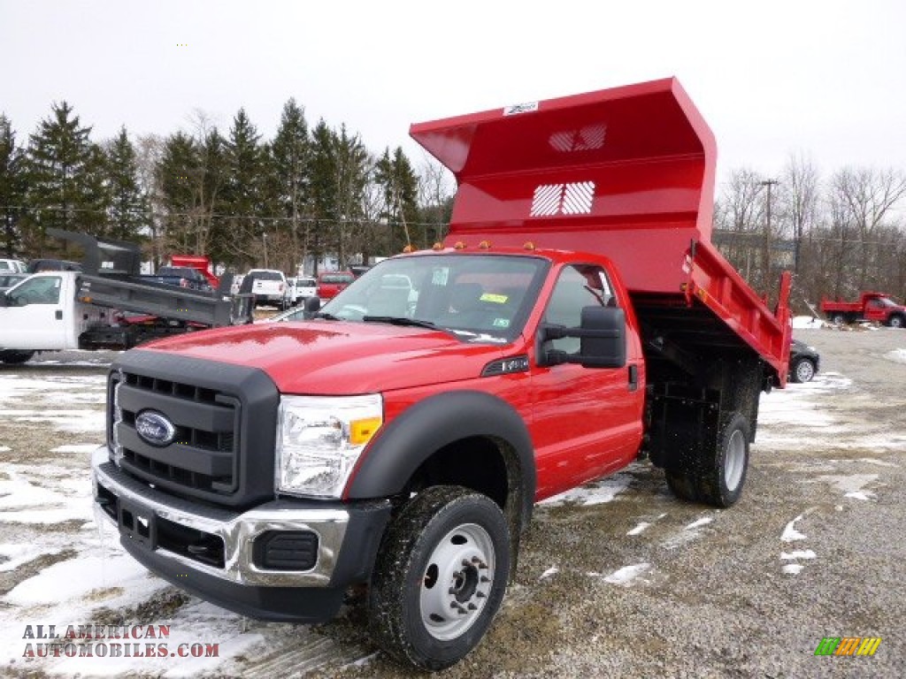 2014 F450 Super Duty XL Regular Cab 4x4 Dump Truck - Vermillion Red / Steel photo #4