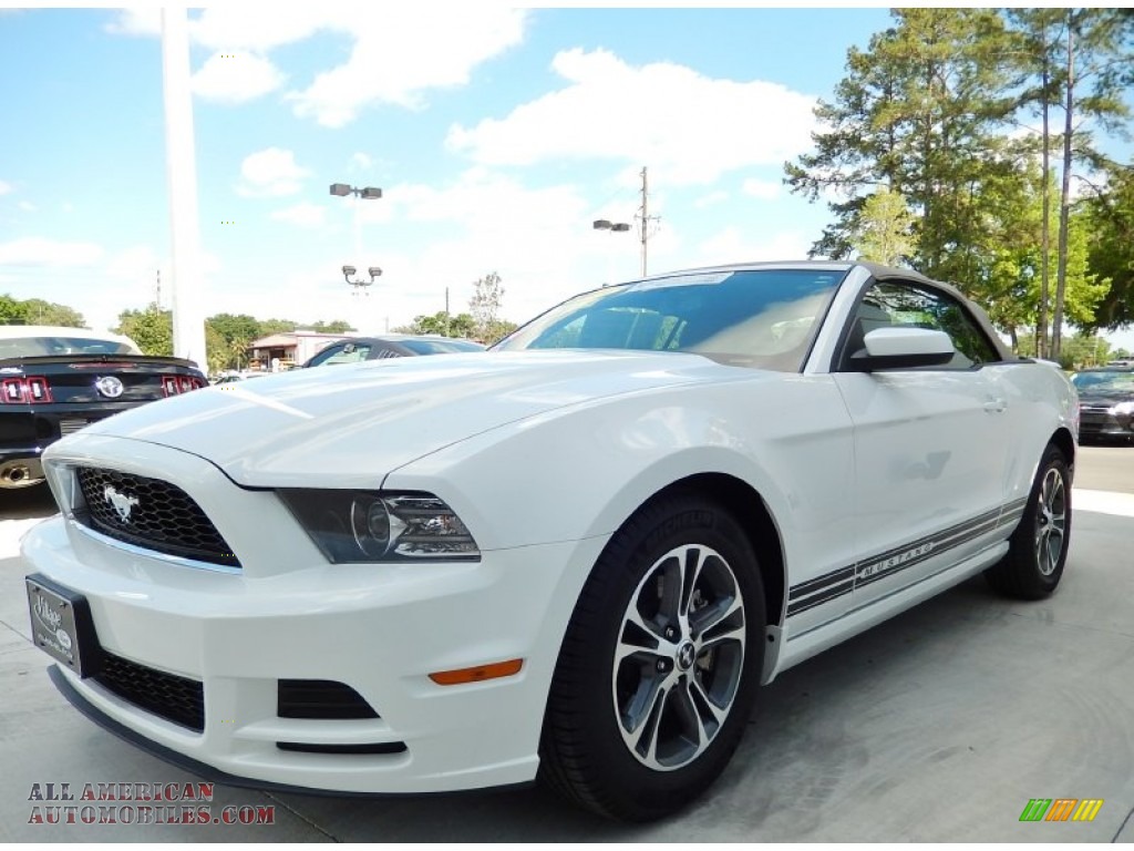 2014 Mustang V6 Premium Convertible - Oxford White / Medium Stone photo #1