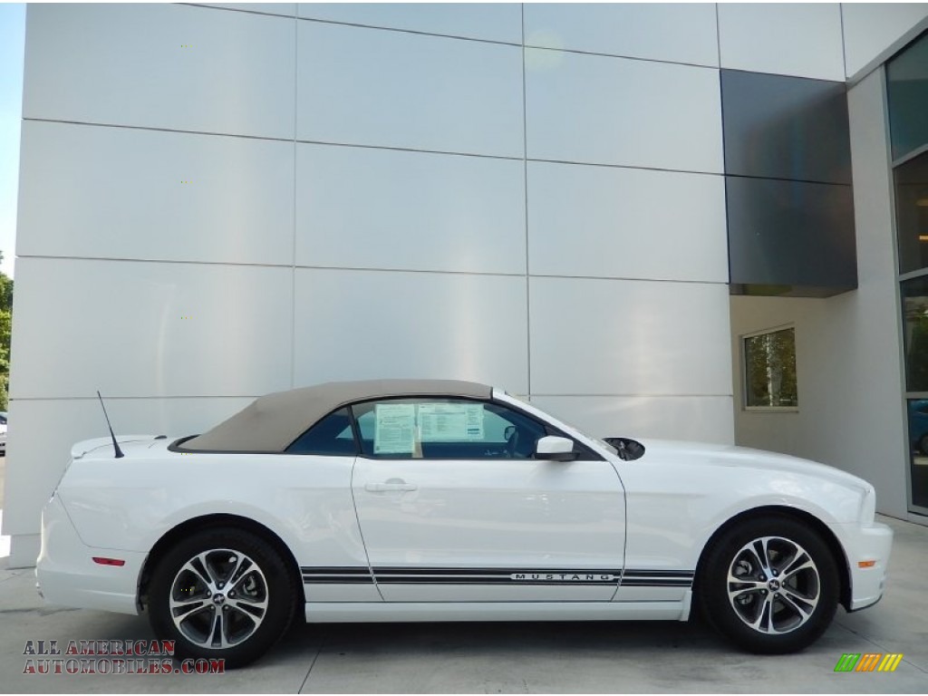 2014 Mustang V6 Premium Convertible - Oxford White / Medium Stone photo #5