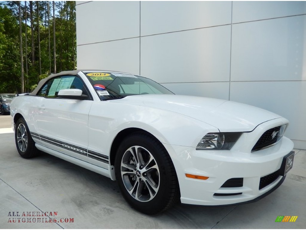 2014 Mustang V6 Premium Convertible - Oxford White / Medium Stone photo #6