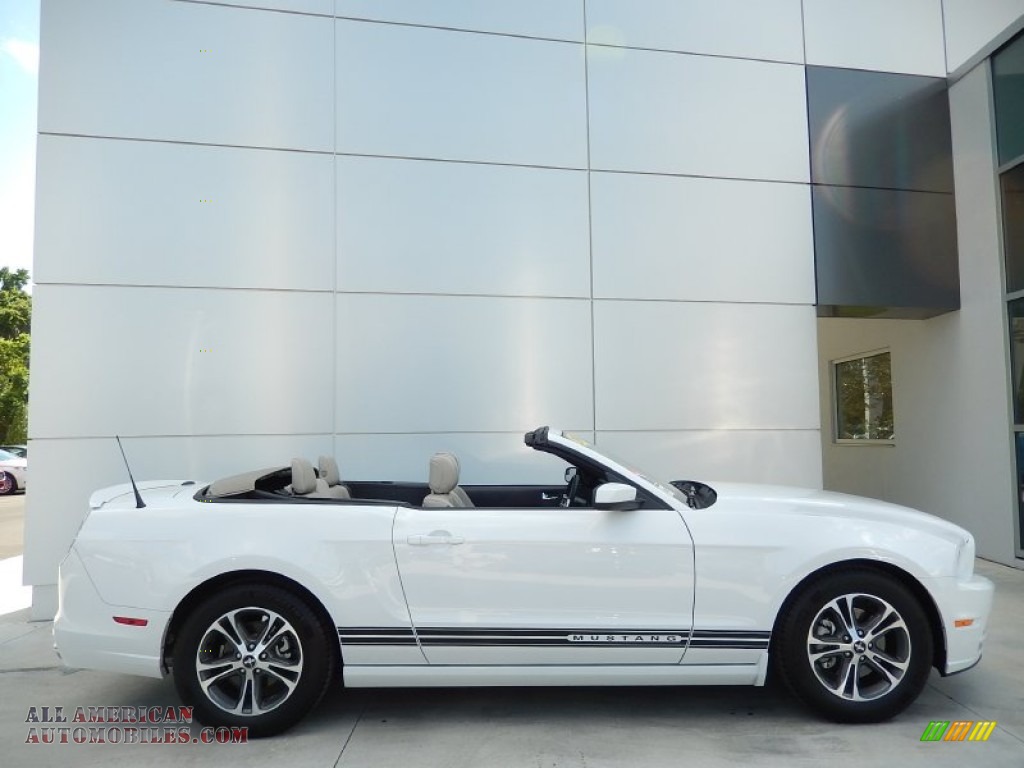 2014 Mustang V6 Premium Convertible - Oxford White / Medium Stone photo #8