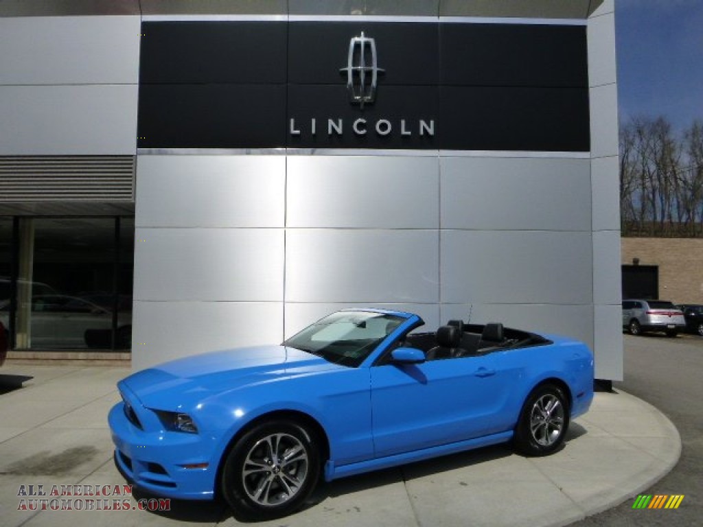 2014 Mustang V6 Premium Convertible - Grabber Blue / Charcoal Black photo #1
