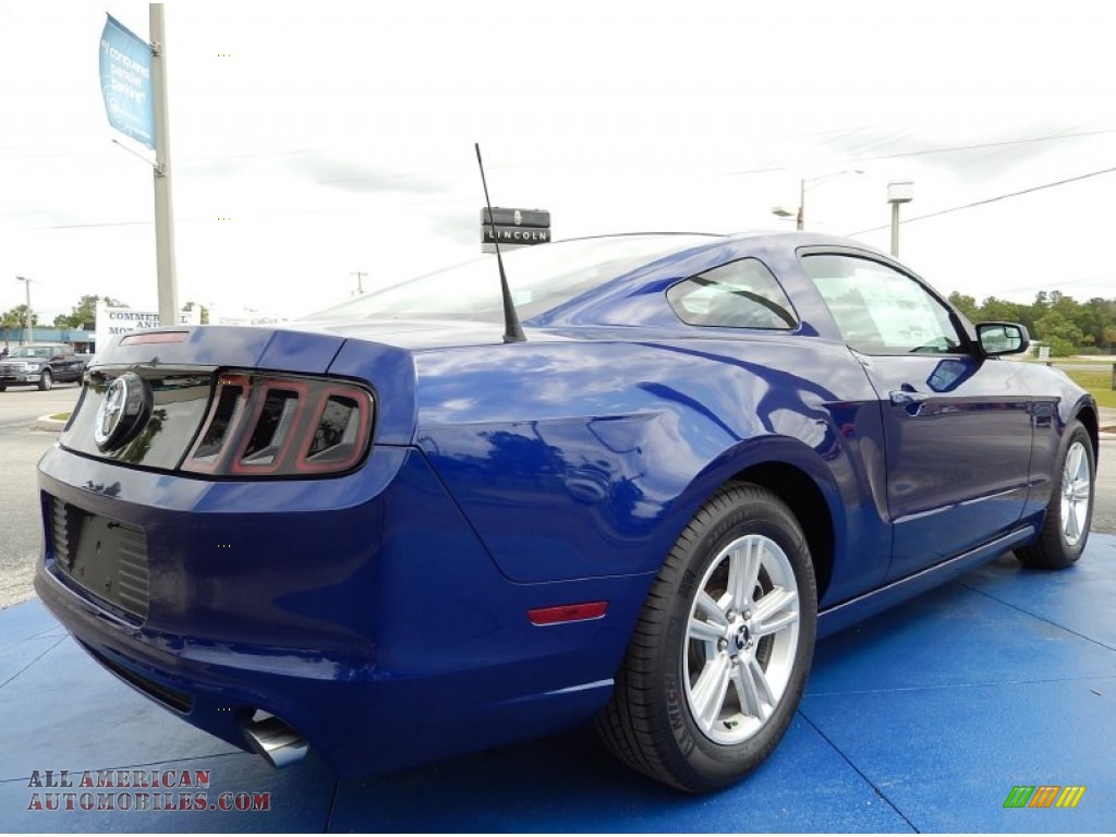 2014 Mustang V6 Premium Coupe - Deep Impact Blue / Medium Stone photo #3