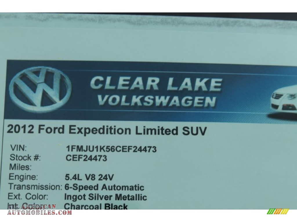2012 Expedition Limited - Ingot Silver Metallic / Charcoal Black photo #44