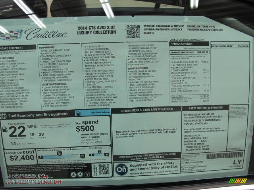 2014 CTS Luxury Sedan AWD - Phantom Gray Metallic / Light Platinum/Jet Black photo #22