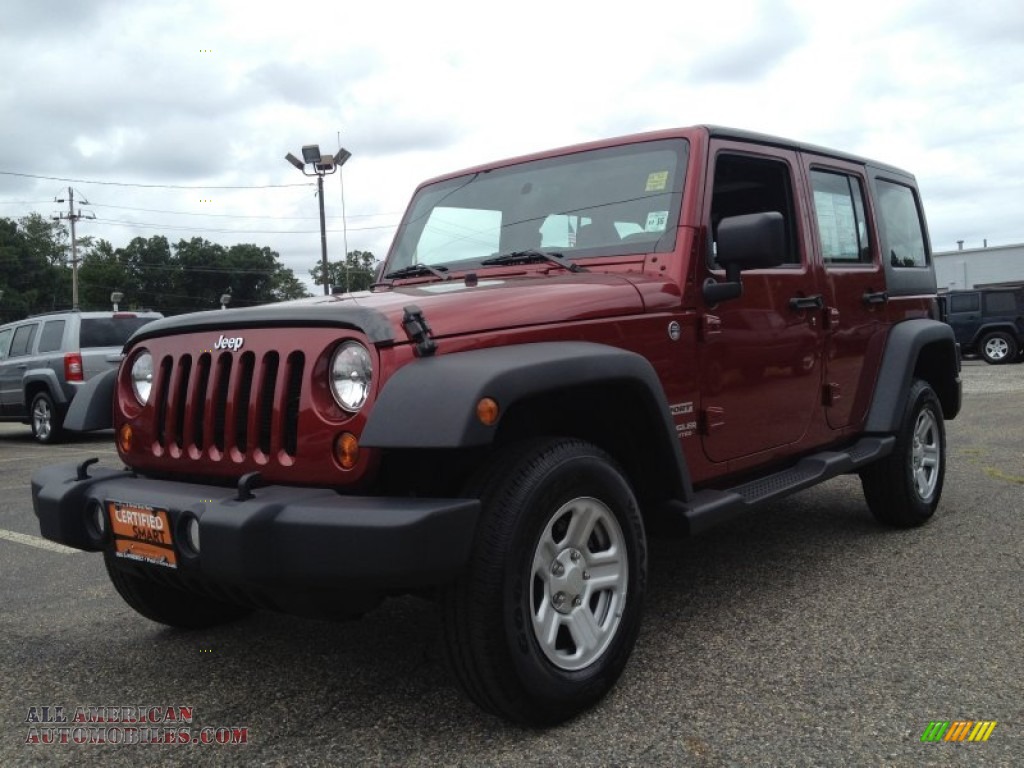 Deep Cherry Red Crystal Pearl / Black Jeep Wrangler Unlimited Sport 4x4