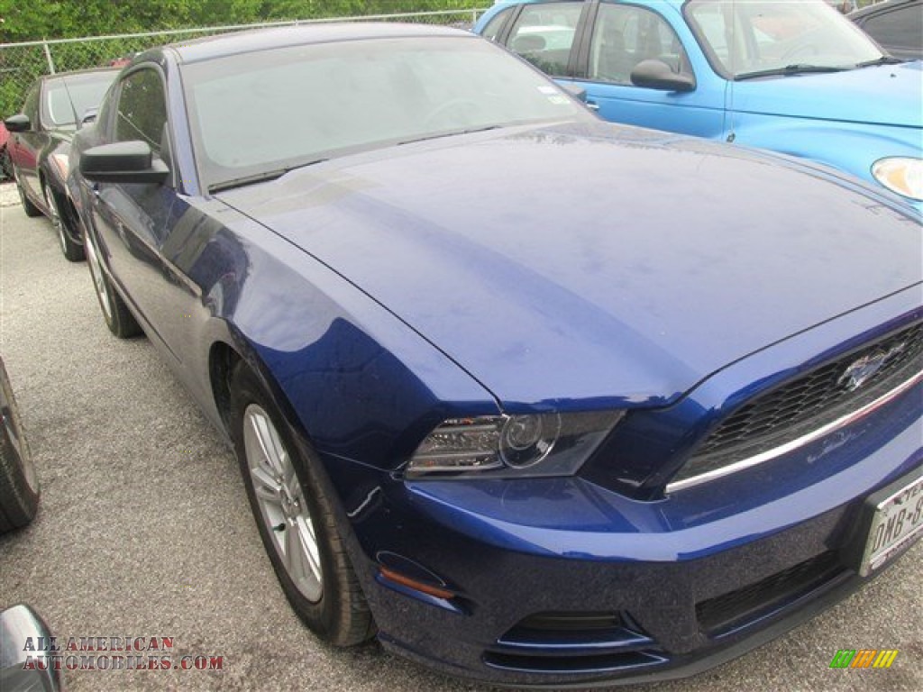 2014 Mustang V6 Premium Coupe - Deep Impact Blue / Saddle photo #4
