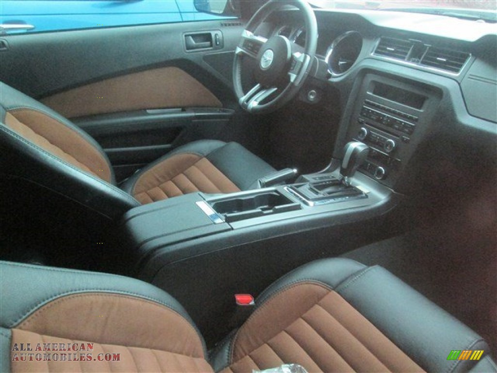 2014 Mustang V6 Premium Coupe - Deep Impact Blue / Saddle photo #9