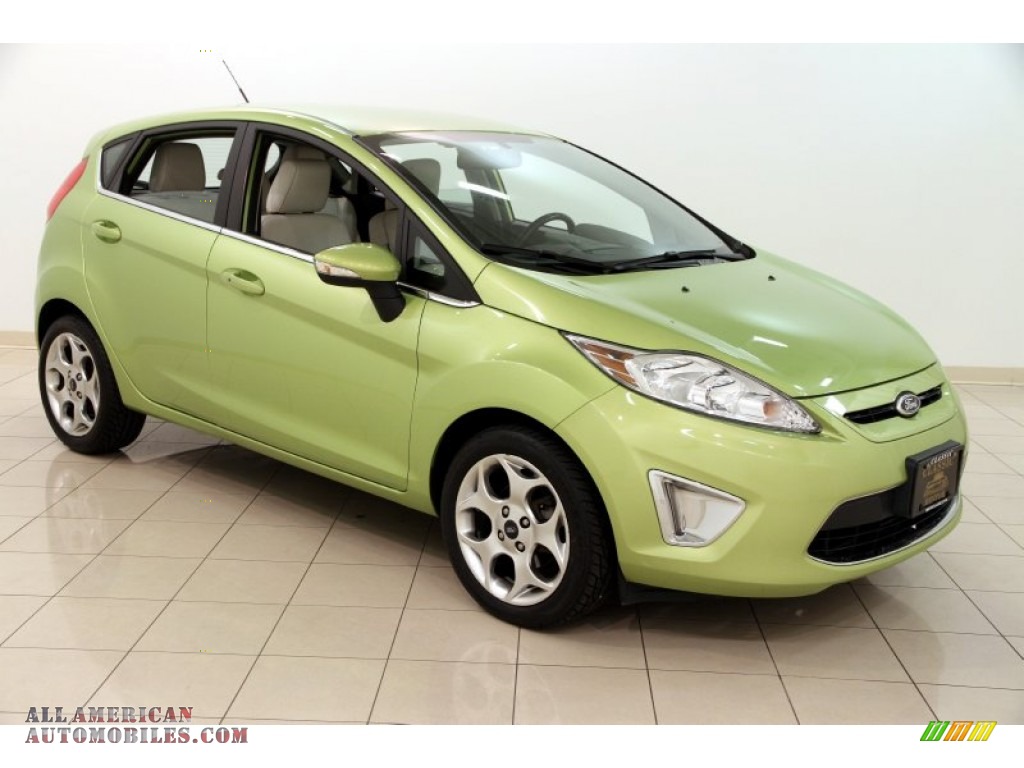 2011 Fiesta SES Hatchback - Lime Squeeze Metallic / Cashmere/Charcoal Black Leather photo #1