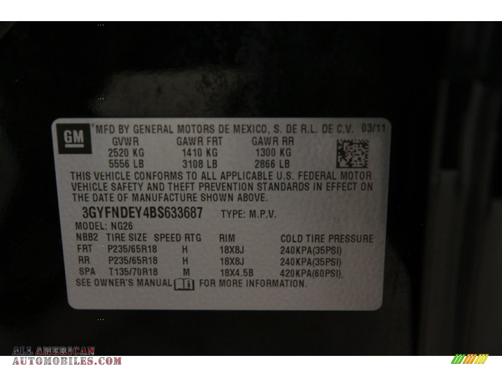 2011 SRX 4 V6 AWD - Black Raven / Shale/Brownstone photo #16