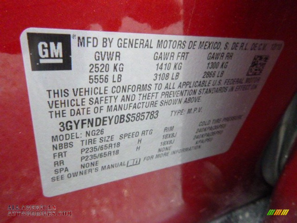 2011 SRX 4 V6 AWD - Crystal Red Tintcoat / Shale/Brownstone photo #14