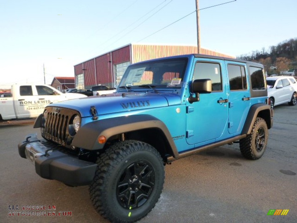 Hydro Blue Pearl / Black Jeep Wrangler Unlimited Willys Wheeler 4x4