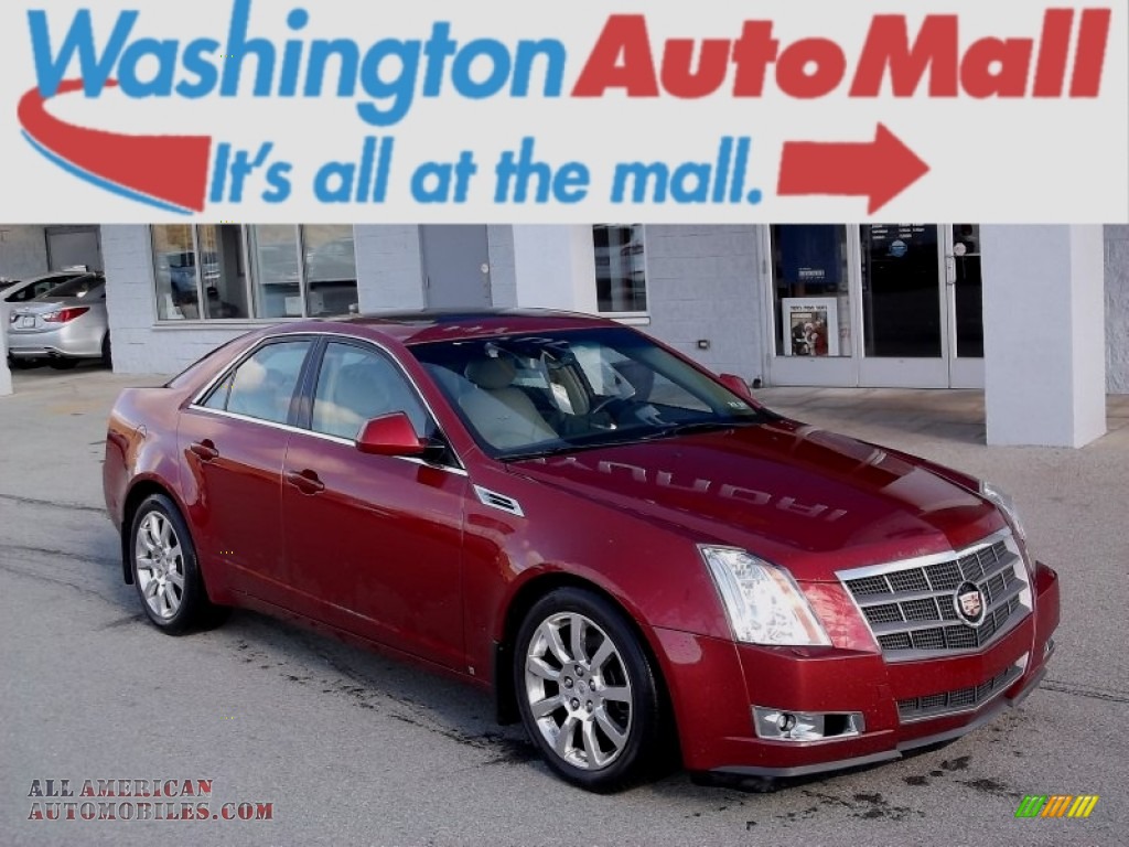 2008 CTS 4 AWD Sedan - Crystal Red / Cashmere/Cocoa photo #1